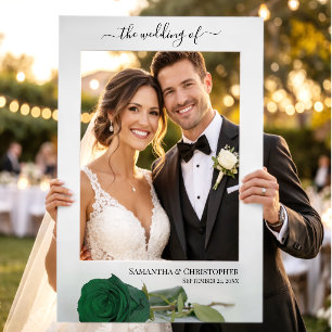 Romantic Emerald Green Rose Elegant Wedding Selfie Frame