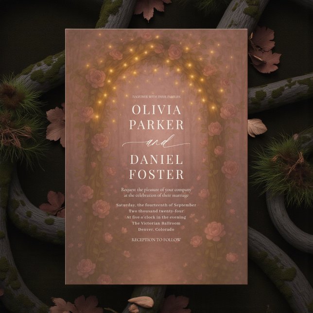 Romantic Enchanted Forest Fairy Lights Wedding Invitation (Creator Uploaded)