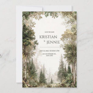 Romantic Enchanted Forest Vintage Oil Painting Invitation