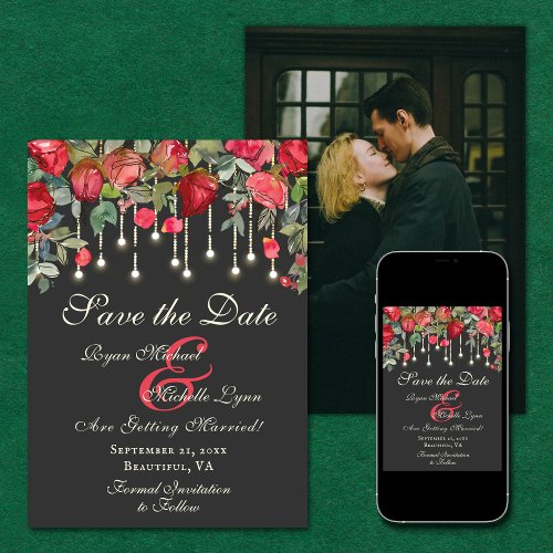 Romantic Enchanting Rose Garden Photo Wedding Save The Date