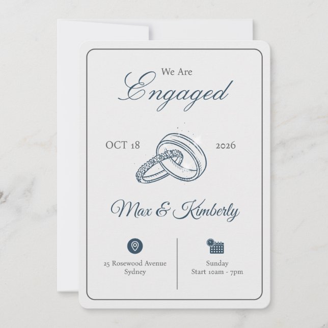 Romantic Engagement Invitations | Elegant & Modern (Front)