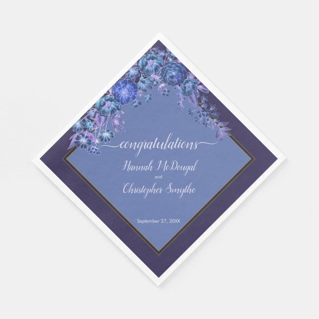 Romantic Engagement Party Moonlight Wildflowers Napkins (Corner)