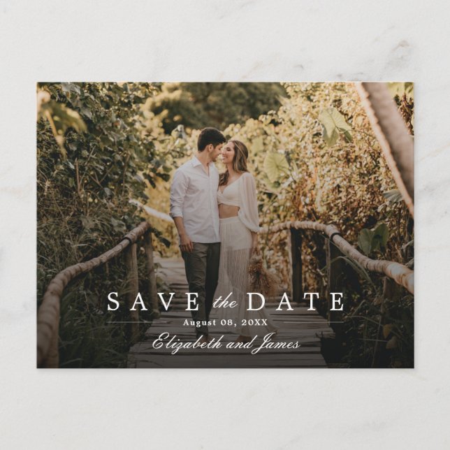 Romantic Engagement Photo Save The Date Wedding Postcard (Front)