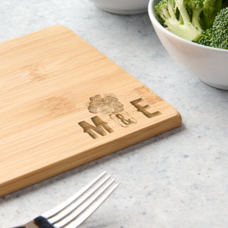 Romantic Etched Mason Jar Bride & Groom's Initials Engraved Cutting Board