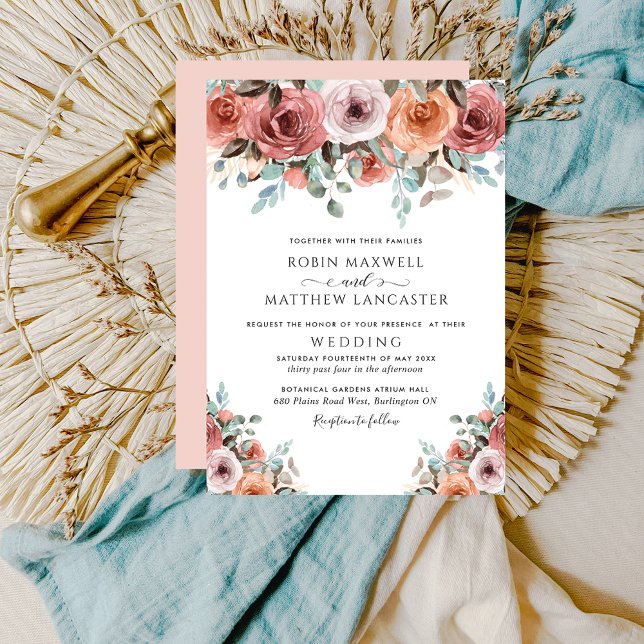 Romantic Ethereal Blush Peach Floral Wedding Invitation (Creator Uploaded)