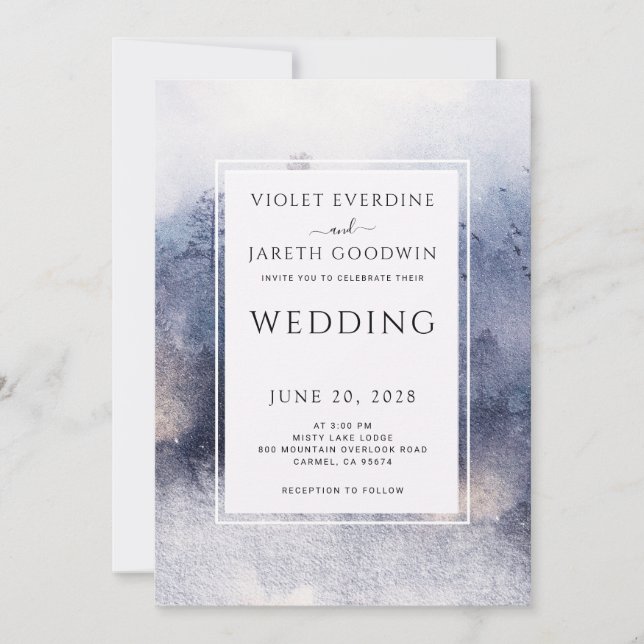Romantic Ethereal Forest Rustic Watercolor Wedding Invitation (Front)