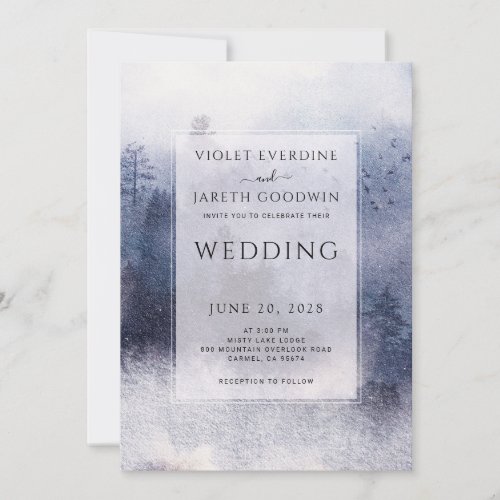 Romantic Ethereal Forest Rustic Watercolor Wedding Invitation