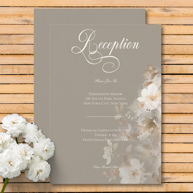 Romantic Ethereal Neutral Beige Floral Reception Enclosure Card (Romantic Ethereal Neutral Beige Floral Reception Enclosure Card)