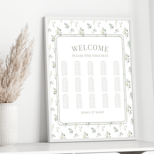 Romantic eucalyptus garden wedding seating chart (Creator Uploaded)