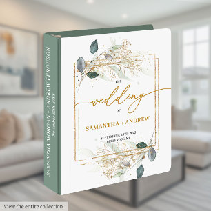 Romantic Eucalyptus Gold Wedding Ring Album 3 Ring Binder