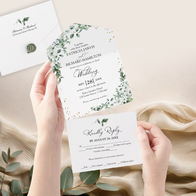 Romantic Eucalyptus Greenery Wedding All In One Invitation (Creator Uploaded)
