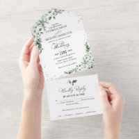 Romantic Eucalyptus Greenery Wedding All In One Invitation