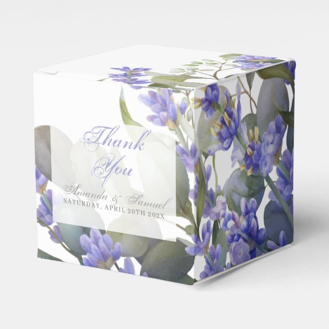 Romantic Eucalyptus & Lavender Wedding  Favor Box (Front Side)