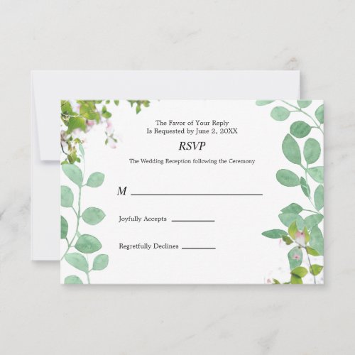 Romantic Eucalyptus Summer Wedding RSVP Card