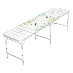 Romantic Eucalyptus Themed Garden Beer Pong Table