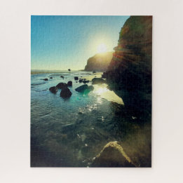 Romantic Evening Sun at Bethells Beach Photo Jigsaw Puzzle