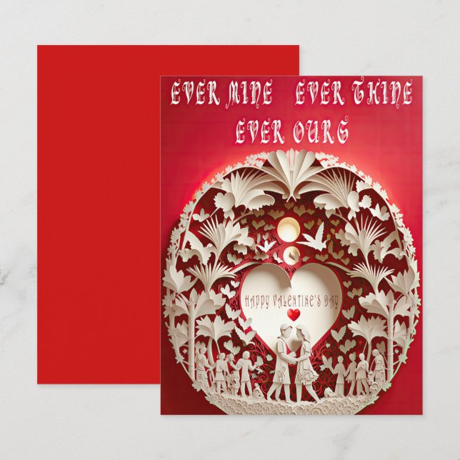Romantic Ever Mine Ever Thine Ever Ours Valentines Card (Front/Back)