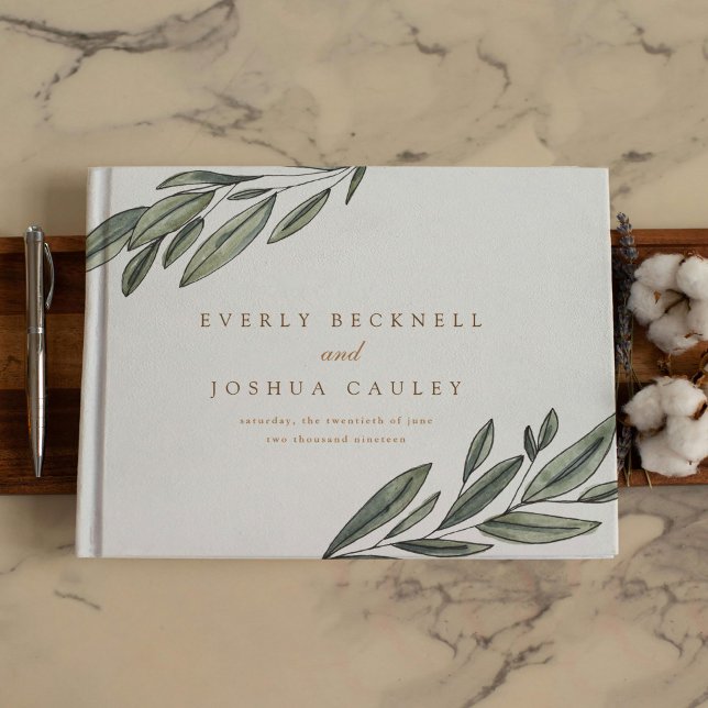 Romantic Evergreen Botanical Wedding Guest Book (Romantic Evergreen Botanical Wedding Guest Book)