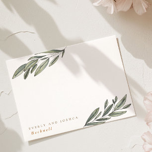 Romantic Evergreen Chic Botanical Personalized Note Card