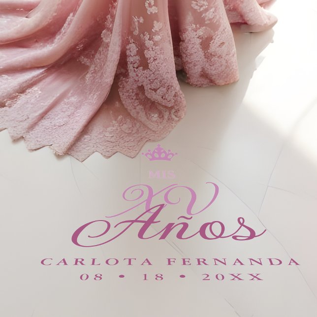 Romantic Exquisite Mis XV Spanish Script Crown Floor Decals (Romantic Exquisite Mis XV Spanish Calligraphy with Princess Crown Floor Decals. )