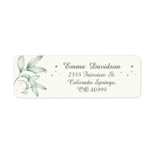 Romantic faded green leaves Return Address Labels