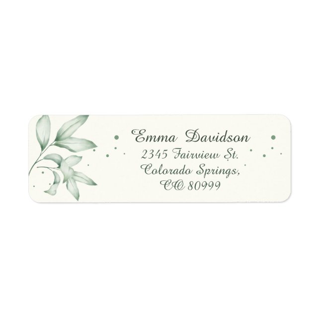 Romantic faded green leaves Return Address Labels (Front)