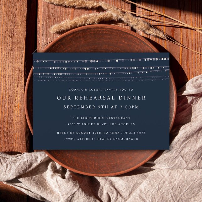 Romantic Fairy Lights Rehearsal Dinner Invitation (Creator Uploaded)