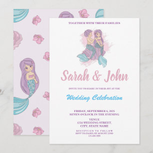 Romantic Fairy Tale Mermaid Wedding Invitation