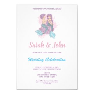 Romantic Fairy Tale Mermaid Wedding Invitation