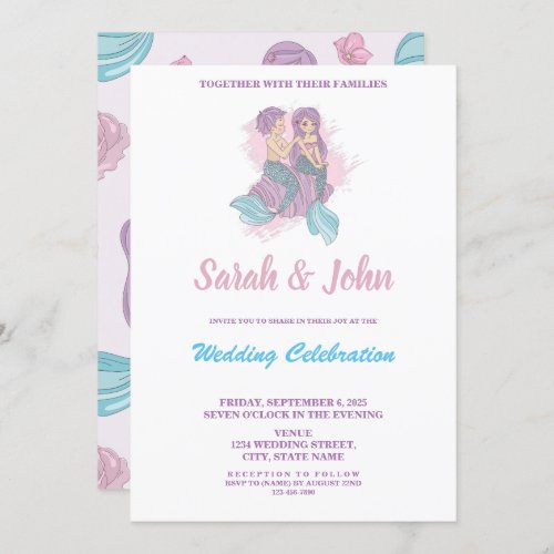 Romantic Fairy Tale Mermaid Wedding Invitation