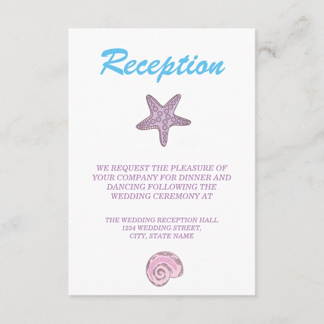 Romantic Fairy Tale Mermaid Wedding Reception Enclosure Card (Front)