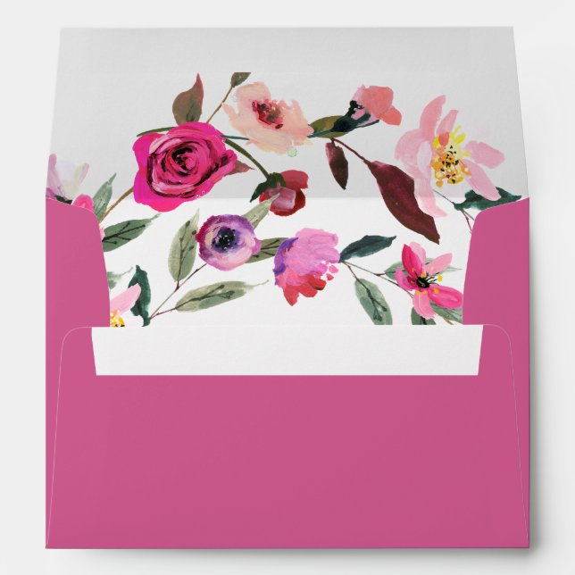 Romantic Fairytale Blossom Bouquet Lined Wedding Envelope (Back (Bottom))