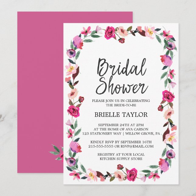 Romantic Fairytale Blossom Wreath Bridal Shower Invitation (Front/Back)