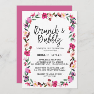 Romantic Fairytale Blossom Wreath Brunch & Bubbly Invitation