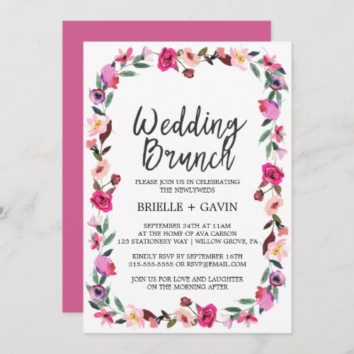 Romantic Fairytale Blossom Wreath Wedding Brunch Invitation