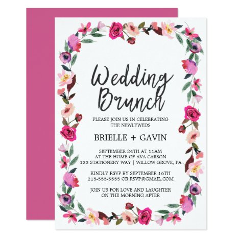 Romantic Fairytale Blossom Wreath Wedding Brunch Invitation