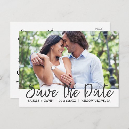 Romantic Fairytale Calligraphy Save the Date Photo Announcement Postcard