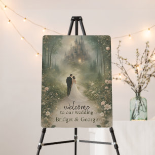Romantic Fairytale Castle Forest Wedding welcome Foam Board