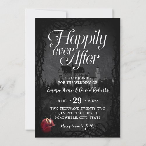 Romantic Fairytale Castle Rose Thorn Wedding Invitation