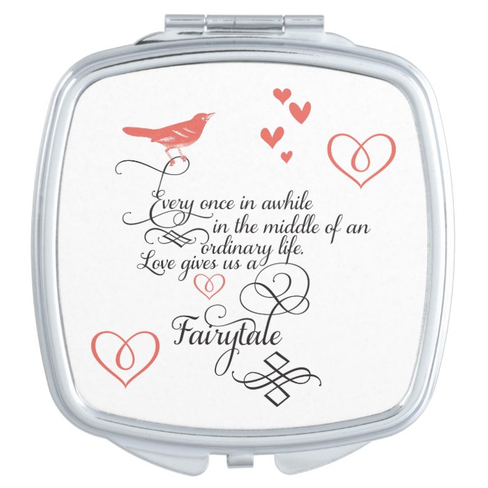 Romantic Fairytale Wedding Gift Mirrored Compact Vanity Mirror
