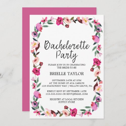 Romantic Fairytale Wreath Bachelorette Party Invitation