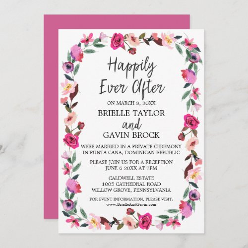 Romantic Fairytale Wreath Elopement Reception Invitation