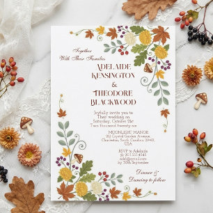 Romantic Fall Autumn Bliss Botanical Flora Wedding Invitation
