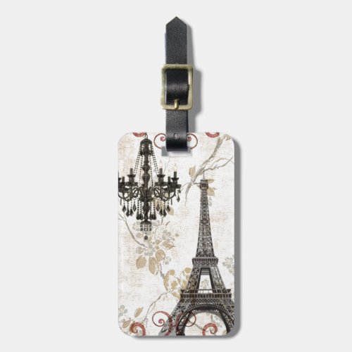 Romantic Fall Autumn Leaves Paris Eiffel Tower Luggage Tag