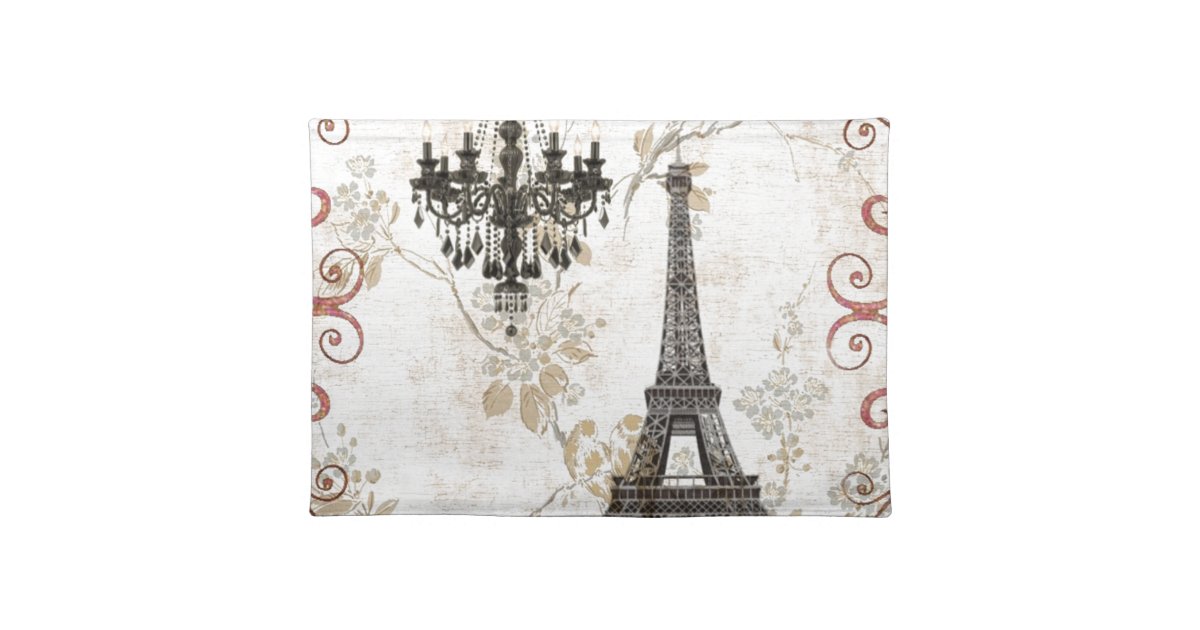 Romantic Fall Autumn Leaves Paris Eiffel Tower Placemat Zazzle Com