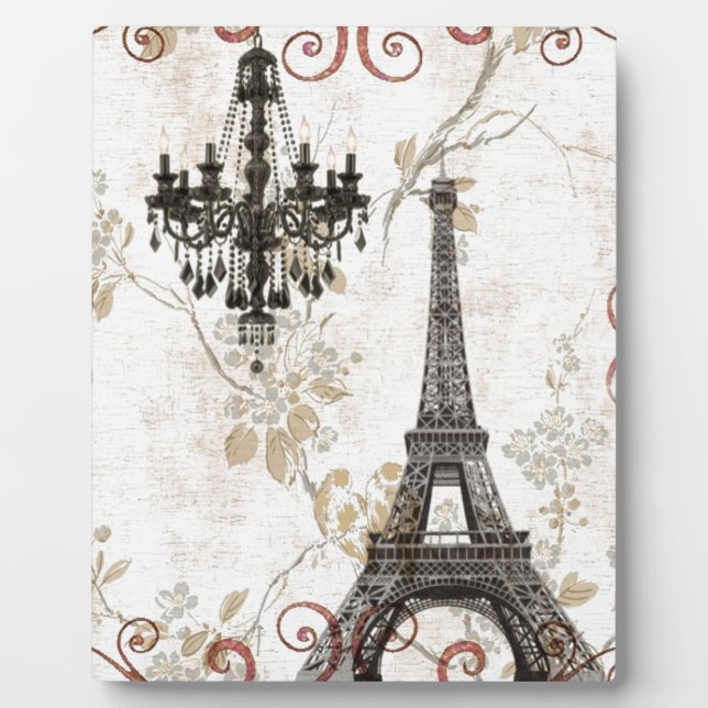 Romantic Fall Autumn Leaves Paris Eiffel Tower Plaque (Front)