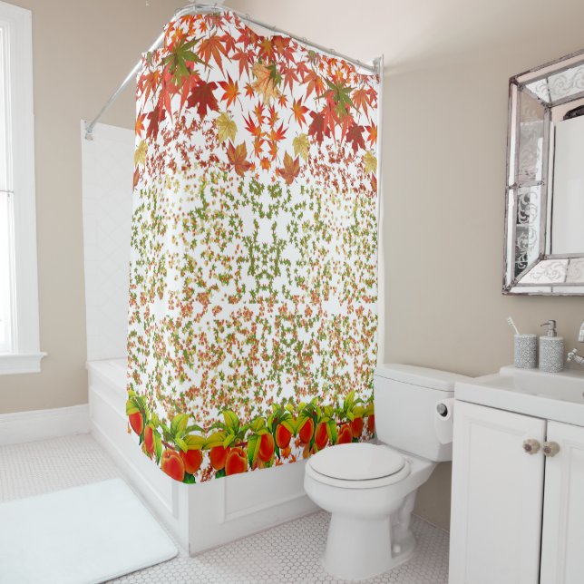 Romantic Fall Colors Maple Leaves Autumn Berries  Shower Curtain (In Situ)