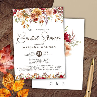 Romantic Fall Floral Bridal Shower Invitation
