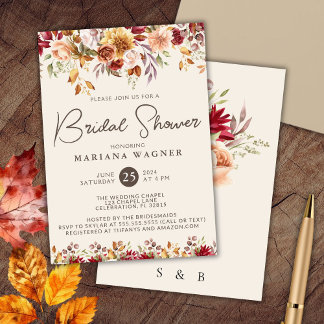 Romantic Fall Floral Bridal Shower Invitation