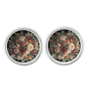 Romantic Fall Floral Grooms Wedding Cufflinks